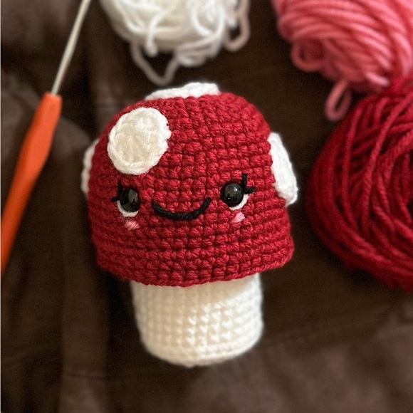 Crocheted mushroom baby rattle nursery decor - Picture 3 of 6